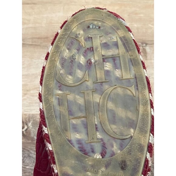 EUC Carolina Herrera Burgundy Suede Monogram Espadrilles Sneaker - Picture 7 of 8